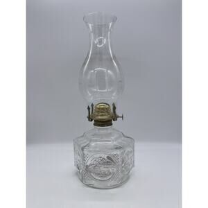 Vintage Oil Lamp Clear Glass Lamplight Farms Frontier Horse Buggy Base